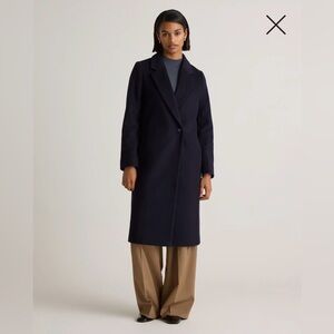 Quince Italian Wool Classic Single-Breasted Coat | Small | Cadet | MSRP: $175